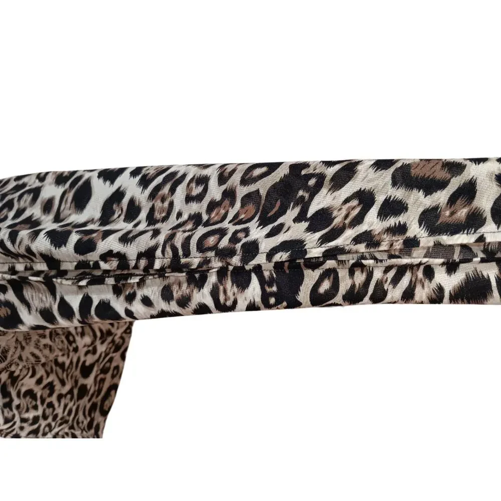 CHICO'S Blouse Top 3 XL Gold Embroidered Animal Print Cheetah Career‎ Office